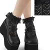 Women Demonia Cult Heart Net Ruffle Sock